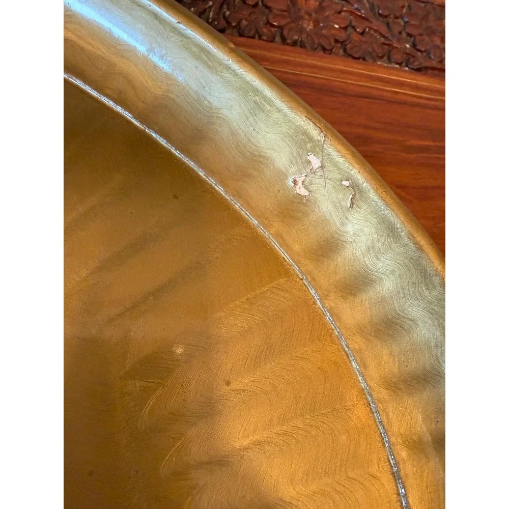 Vintage Gold Lacquer Tray, Hand Painted Butterfly Oval‎ Serving Tray - 18
